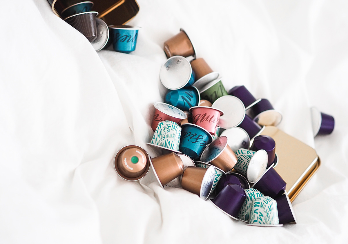 Many different Nespresso capsules 